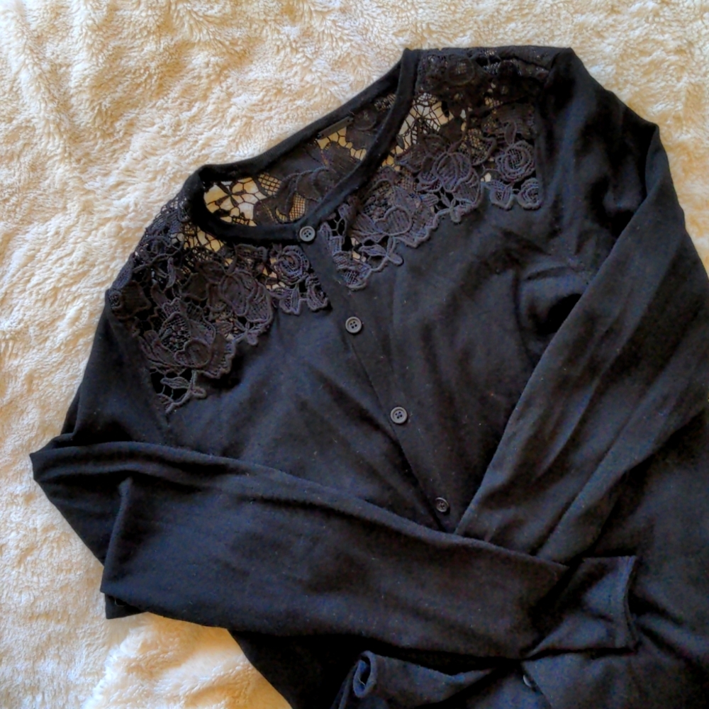 Elie Tahari lace and merino wool cardigan